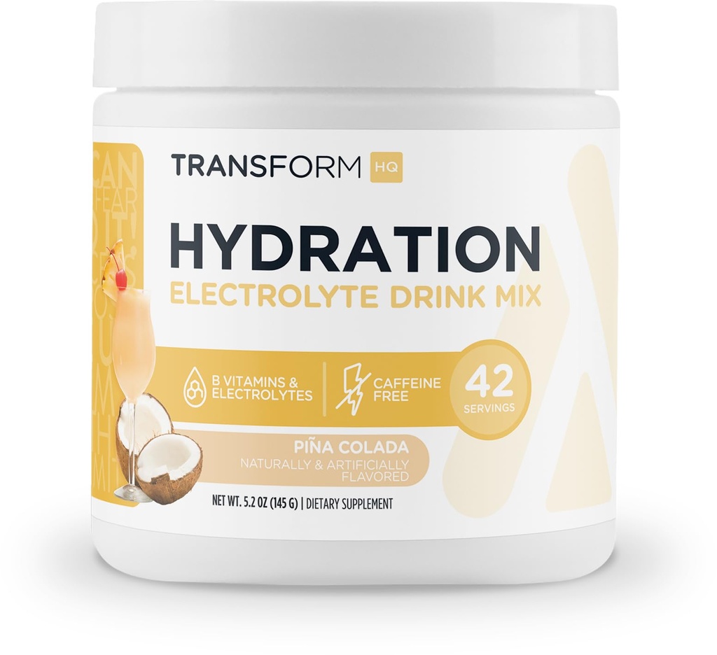 TransformHQ Hydration 42 Servings (Pina Colada) - Electrolytes, Mental Clarity, Vitamins