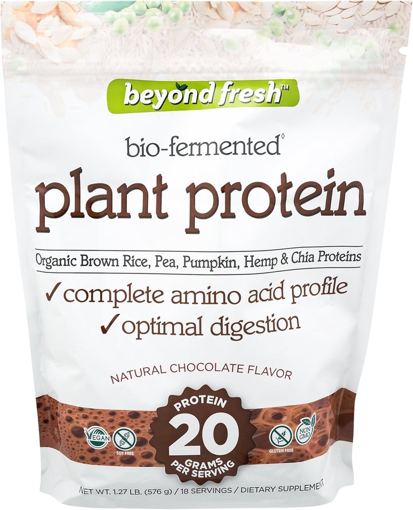 Ud over Fresh Plant Protein - Chokolade, Komplet aminosyre Profil, Optimal fordøjelse, 20gram Protein, 18 Servere