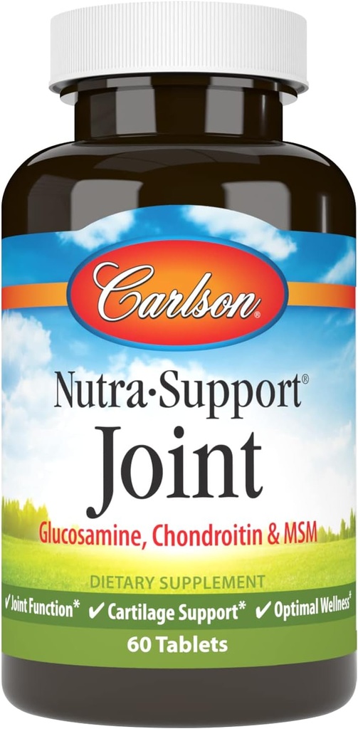 Carlson - Nutra- Support Joint, Glucosamine Chondroitin & MSM, Fælles funktion, Cartiage Support & Optimal Wellness, 60 tabletter
