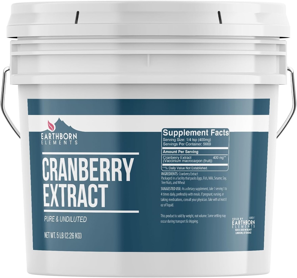 Earthborn Elements Cranberry Extract 1 Gallon Bucket, Pure & Ufortyndet, Urte Supplement