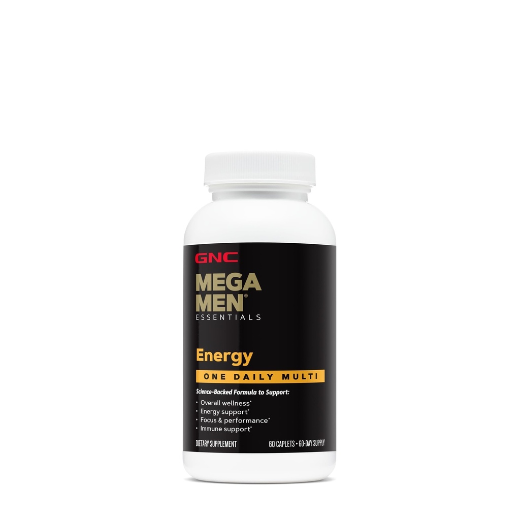 GNC Mega Mænd One Daily Energy Multivitamin, Science- Backed Support for Total Wellness and Energy Production, 60 Greve