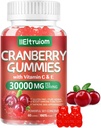 Cranberry Gummies Urinary Tract Sundhed for kvinder & mænd, 50X Koncentrat Ekstrakt, C-vitamin & E, Cranberry Gummies for kvinder med Hibiscus til støtte immunforsvar, 60 tællinger