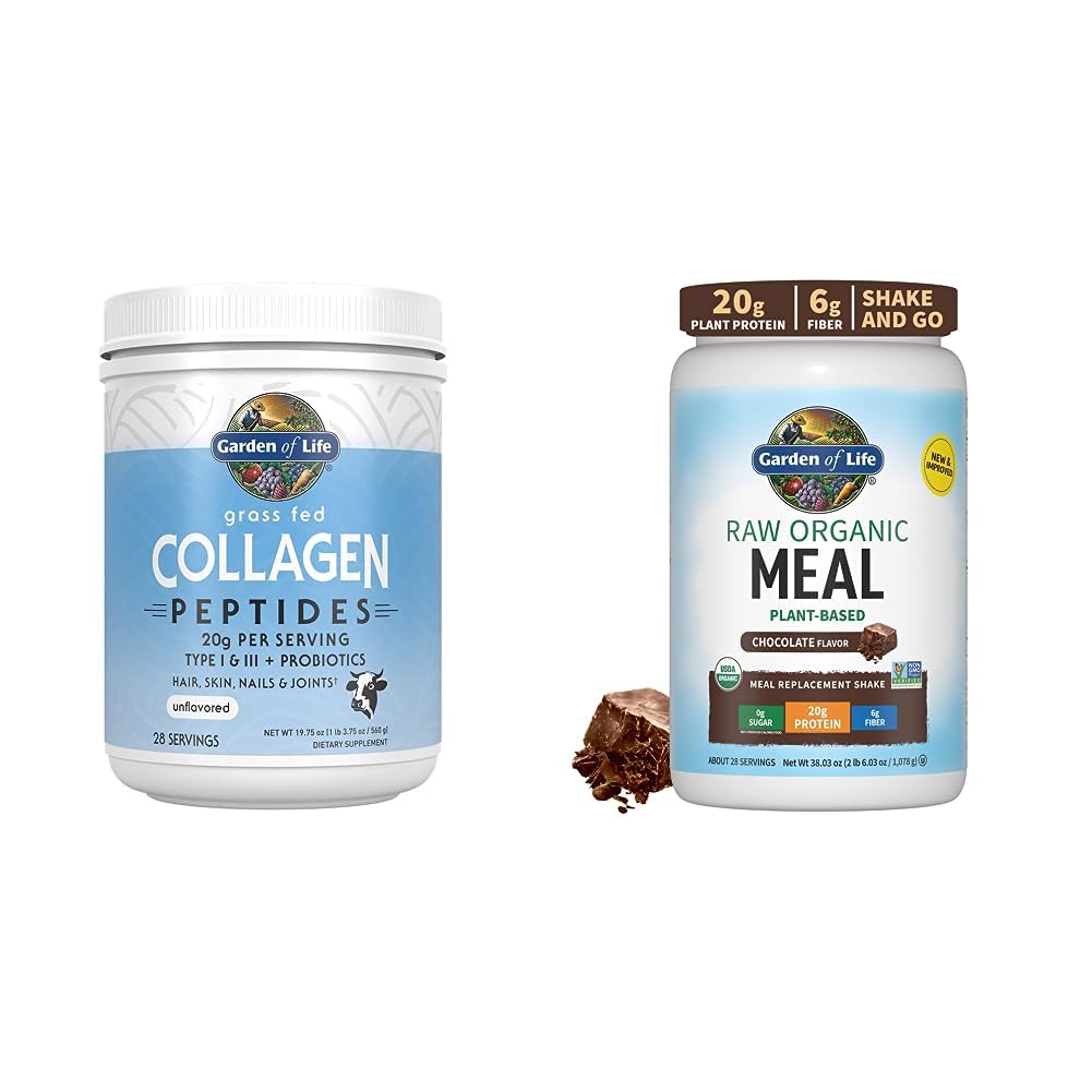 Have af liv Græs Fed Hydrolyzed Collagen Protein Kosttilskud Peptider Pulver, 19.75 Oz & Tasty Organic Chocolate Meal Erstatning Shake Vegan 20g