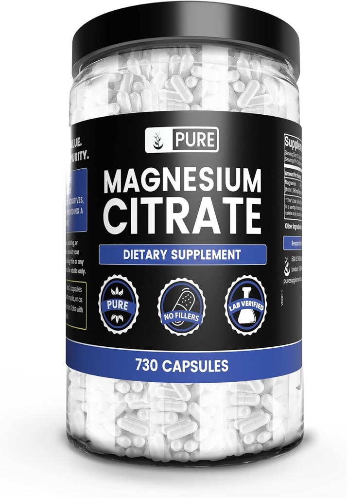 Pure Original Ingredients Magnesium Citrate (730 Capsules) No Magnesium Or Rice Fillers, Always Pure, Lab Verified