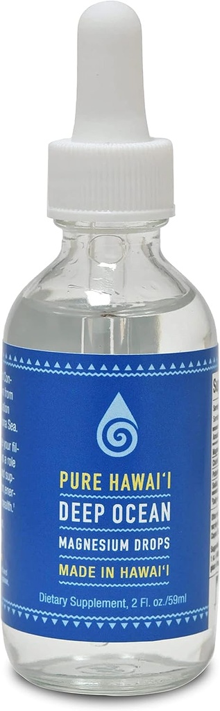 Pure Hawaii Deep Ocean Magnesium Drops - Made in Hawaii - med andre trace mineraler - Let at tage flydende 2 Fl. Oz. - Aids i Brain, Mood. Muskel, nerve og kardiovaskulær sundhed