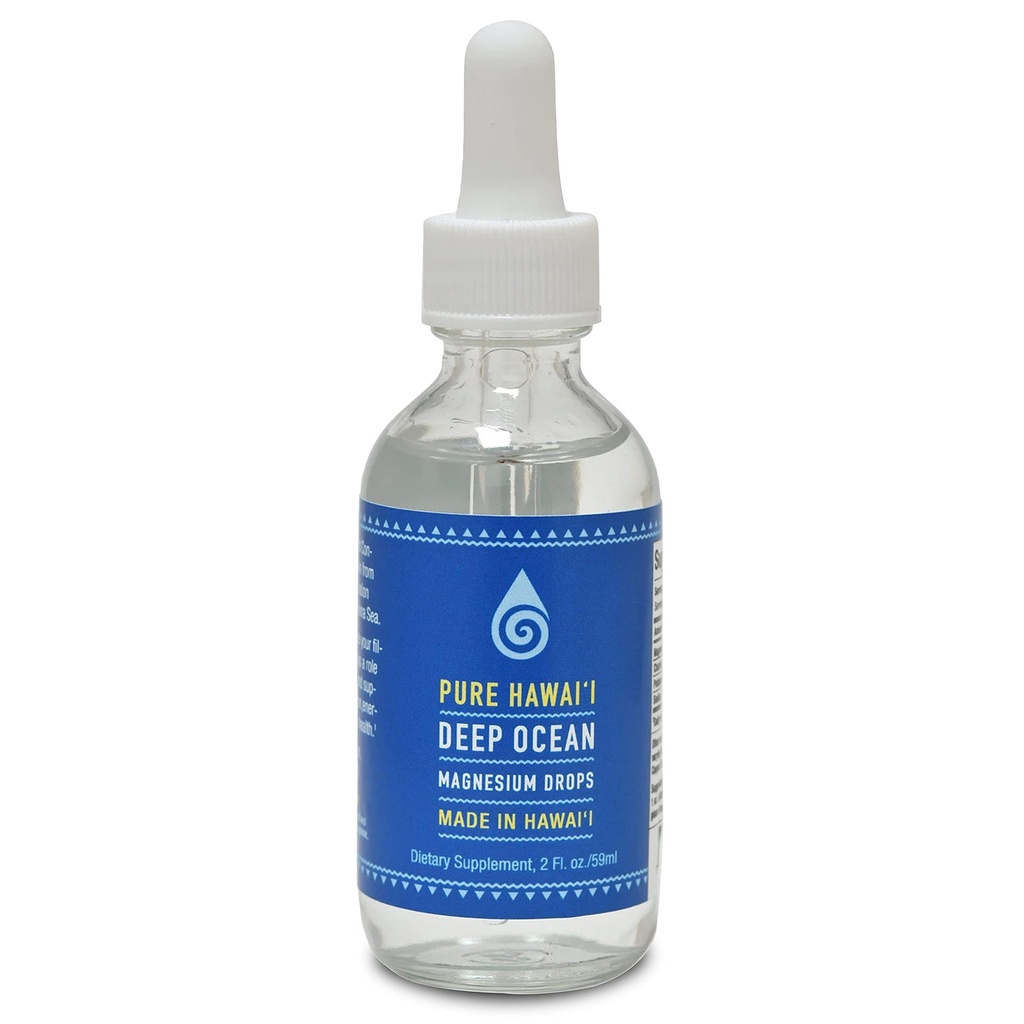 Pure Hawaii Deep Ocean Magnesium Drops - Made in Hawaii - med andre trace mineraler - Let at tage flydende 2 Fl. Oz. - Aids i Brain, Mood. Muskel, nerve og kardiovaskulær sundhed