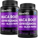 6-in-1 Organic Maca Root Ashwagandha Kapsler 1710mg med DHEA og Black Pepper Fruit Extract for Kvinder og Mænd - Black Maca Supplement for Stamina, Bone og Mood Support, 120ct (Pack of 2)
