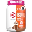 Dymatize x Dunkin' Mocha Latte ISO100 Whey Protein Powder, 95mg Caffeine, 25g of Protein, 20 Servings, 5.5g BCAAs, 120 Cal., Gluten Free, 1g Fat, 1g Sugar, 3g Carb