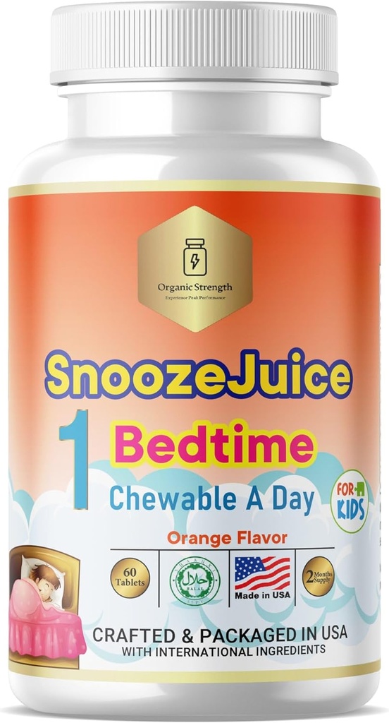 Kids Bed Time 1 Chewable Tablet A Day Halal Vitamins Orange Flavor for Age 4-12, 60 Servings