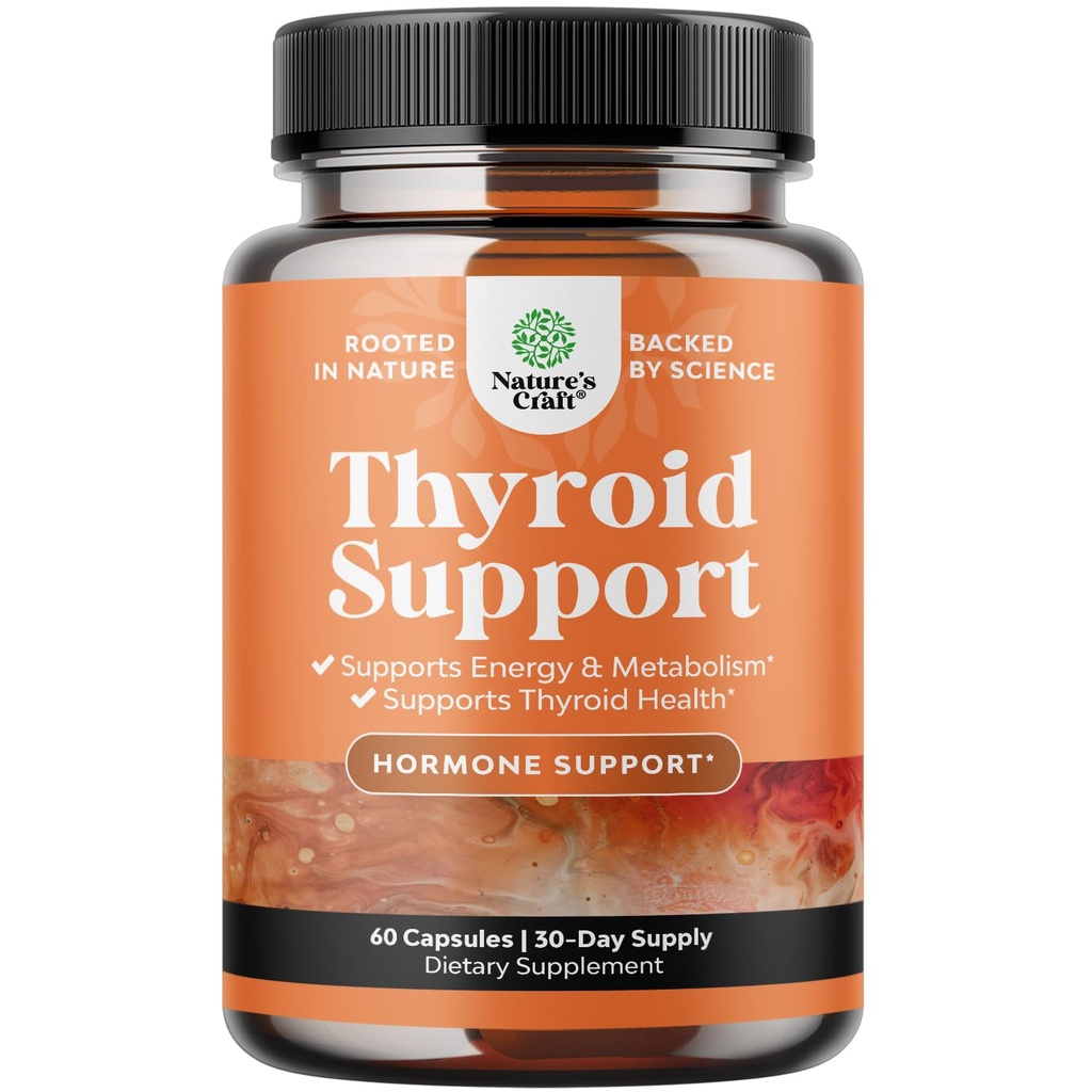 Herbal Thyroid Support Complex - Potent Kelp Jod supplement med L Tyrosine, Bladerwrack, Selenium & Pure Ashwagandha til Hormone Balance - Mood & Energy Diætpiller - 60 kapsler