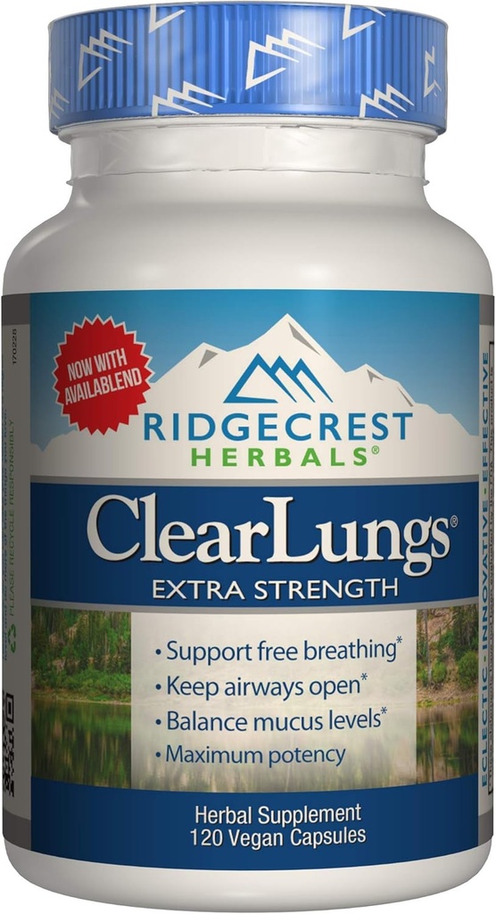 RidgeCrest Clearlungs Extra Strength, Homeo / Herbal Decongestant, 120 Veg Kapsler