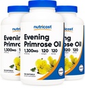 Nutricost Aften Primrose Oil 1,300mg, 120 Softgels (3 flasker) - non-GMO, Gluten Free, 120 Servere