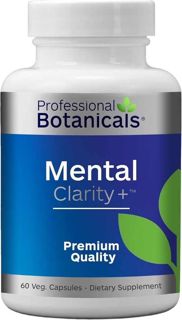 Professionelle Botanicals Mental Clarity, Brain Supplement for Focus, Energy, Memory & Clarity - 60 vegetariske kapsler