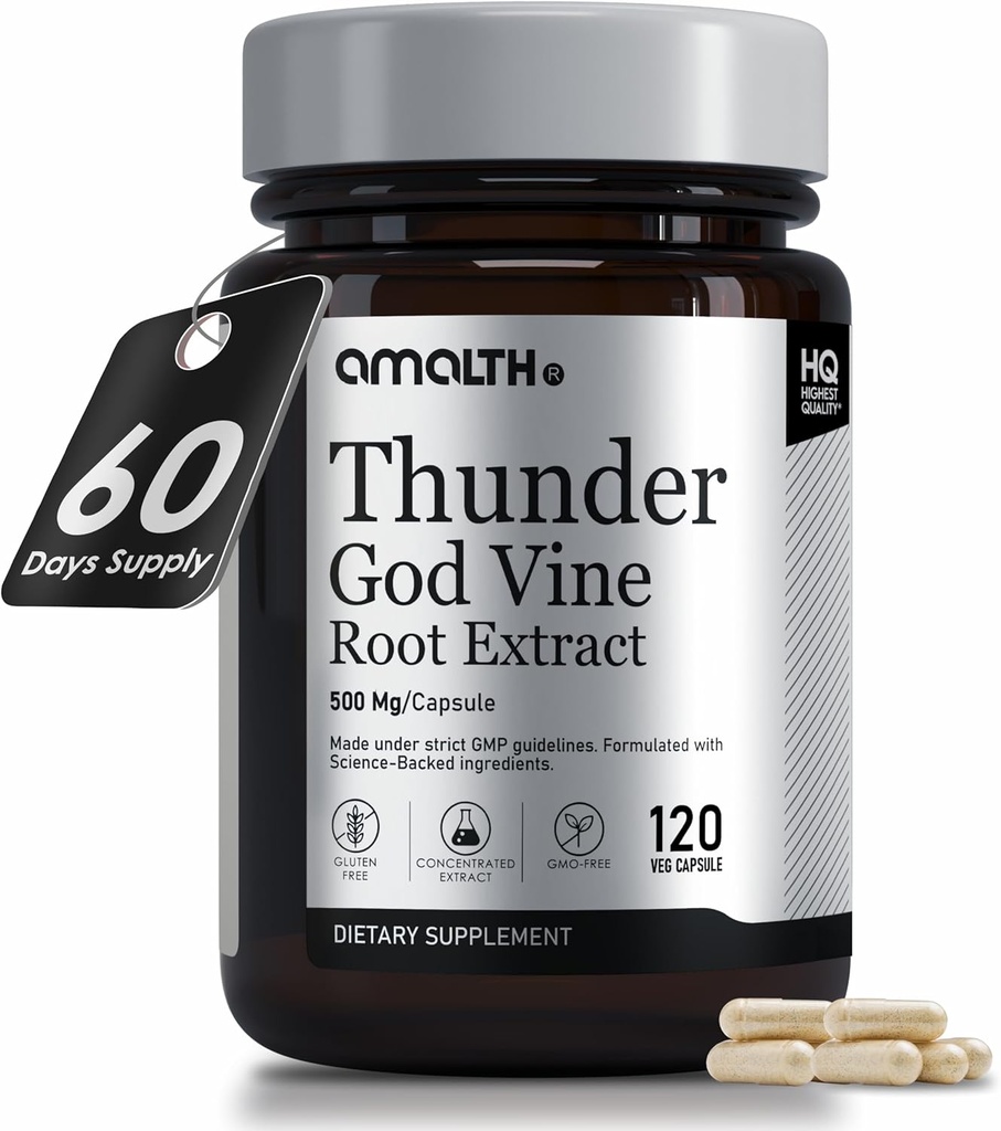 AMALTH Thunder God Vine Root – Tripterygium Wilfordii Herbal Supplement – Capsules with Lei Gong Teng Extract with Triptolide – 120 Capsules