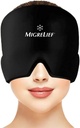 Migrelief Migræne Relief Cap - Ice Cap for Migræne og Hovedpine med 360 grader hoved og øjendækning - Kold terapi Hovedpine Hat og Migræne Mask for naturlige smerter Relief - One Size, Black