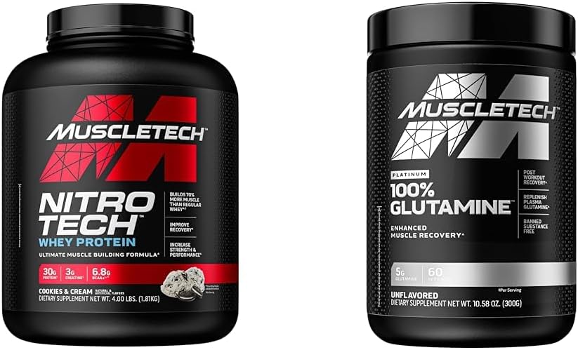 Muscletech Whey Protein Powder Nitro- Tech Whey Protein Isolate & Glutamin Powder 100% Pure L Glutamin Powder Б124; Post Workout Recovery Drink 124; L- Glutamin Powder