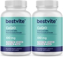 BESTVITE Coenzym CoQ10 100mg (240 vegetariske kapsler) (2 - Pack) naturligt gæret - ingen stearater - ingen Fillers - Vegan - Non GMO - Gluten Free