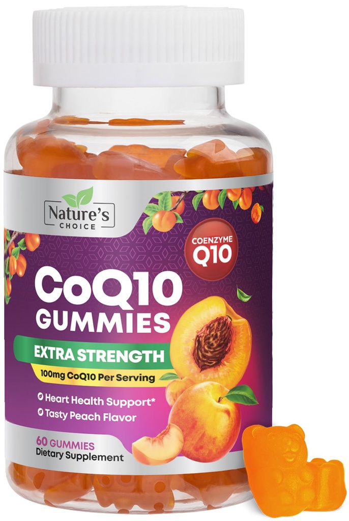 CoQ10 Gummies for voksne 100mg - 3X Styrke, Høj Absorption, Antioxidant Supplement for Heart Health Support & Energy Production, Ultra Coenzym Q10 Vitamin, Coq 10 Kosttilskud - 60 CoQ10 Gummies