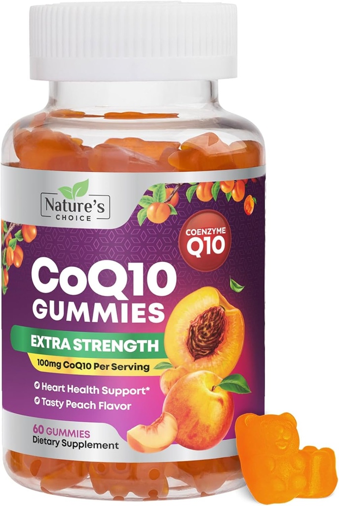 CoQ10 Gummies for voksne 100mg - 3X Styrke, Høj Absorption, Antioxidant Supplement for Heart Health Support & Energy Production, Ultra Coenzym Q10 Vitamin, Coq 10 Kosttilskud - 60 CoQ10 Gummies