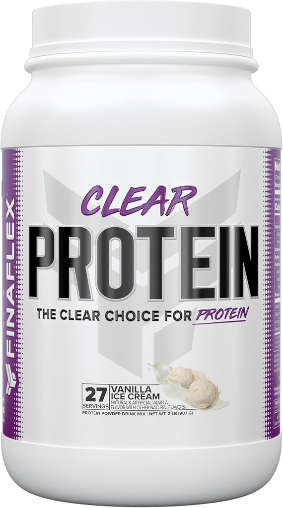 FINAFLEX Clear Protein, Vanilla - 2 LB - fremmer Muscular Performance & Growth - Milkshake- Like Taste - Lavcarb, Lavfedt & Gluten Free - 27 Serveringer