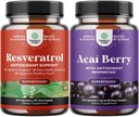 Bundle of Resveratrol Capsules with AMPK Metabolic Activator for Metabolism Boost & Cellular Efficiency and Acai Berry Antioxidant Support for Women & Men for Immune System and Cognitive Health
