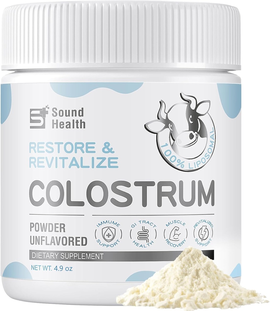 Colostrum Supplement Pulver til mennesker - Økologisk Bovin Colostrum Supplement til Gut Sundhed, Hårvækst, Skønhed - Unflavored (73 Servere)