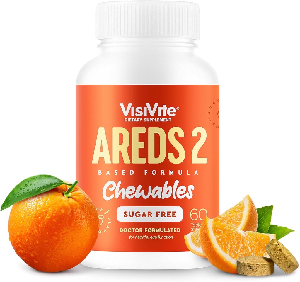 AREDS 2 Sugar- Free Eye Vitaminer - Alternativ til Lutein Gummies for Eye - Lutein for Eye Health - Premium Sugar- Free Eye Vitaminer - Eye Care Kosttilskud til voksne (tyggetabletter)