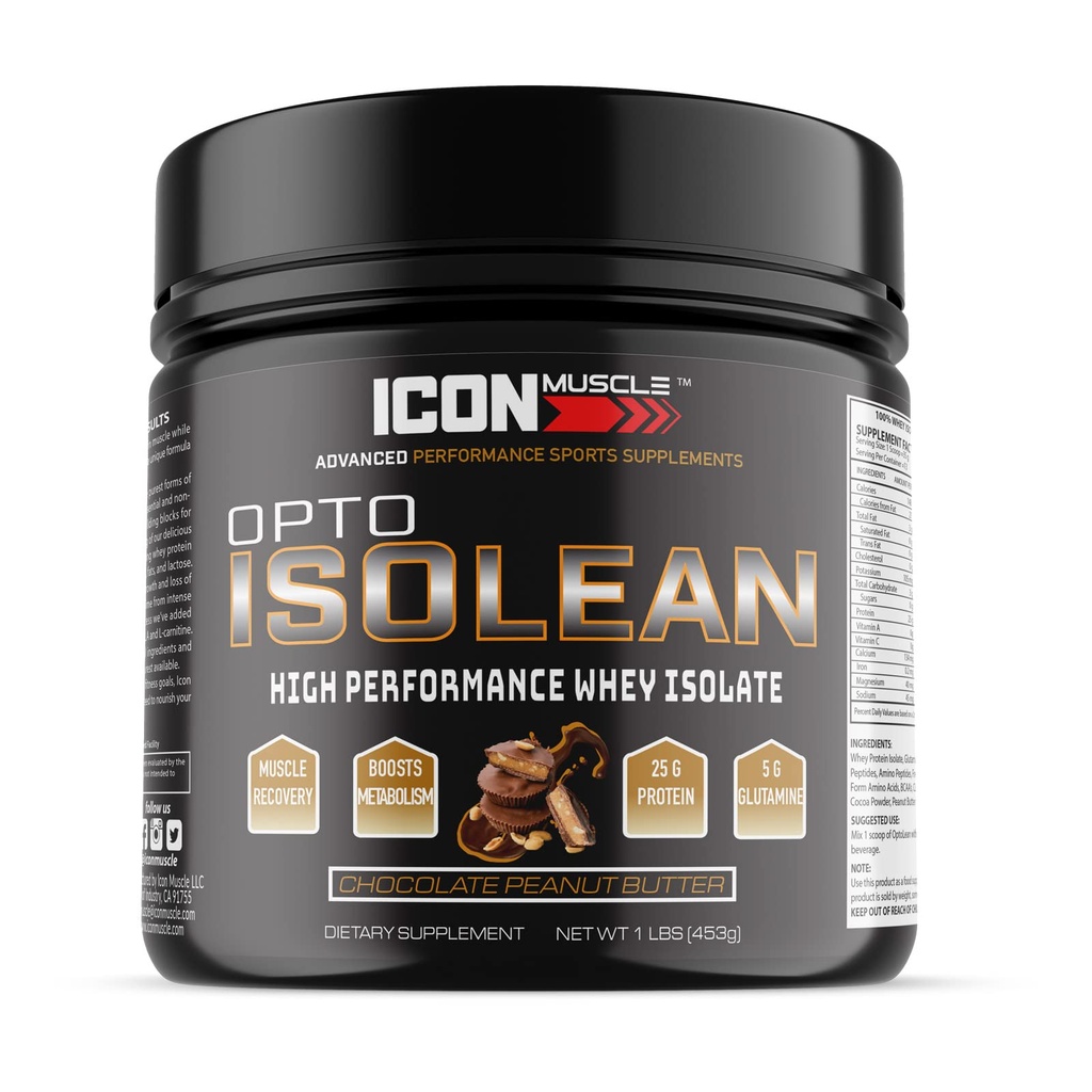 Isolean Whey Protein Isolate Powder, Vanilla, Chocolate, Strawberry, Cookies & Cream, Saltet Caramel, Chokolade Peanut Butter, 1 Pound (Chocolate Peanut Butter)
