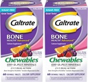 Caltrat Chewables 600 Plus D3 Plus mineral Calcium Vitamin D tillæg, kirsebær, orange og frugt punch - 60 greve (pakke med 2)