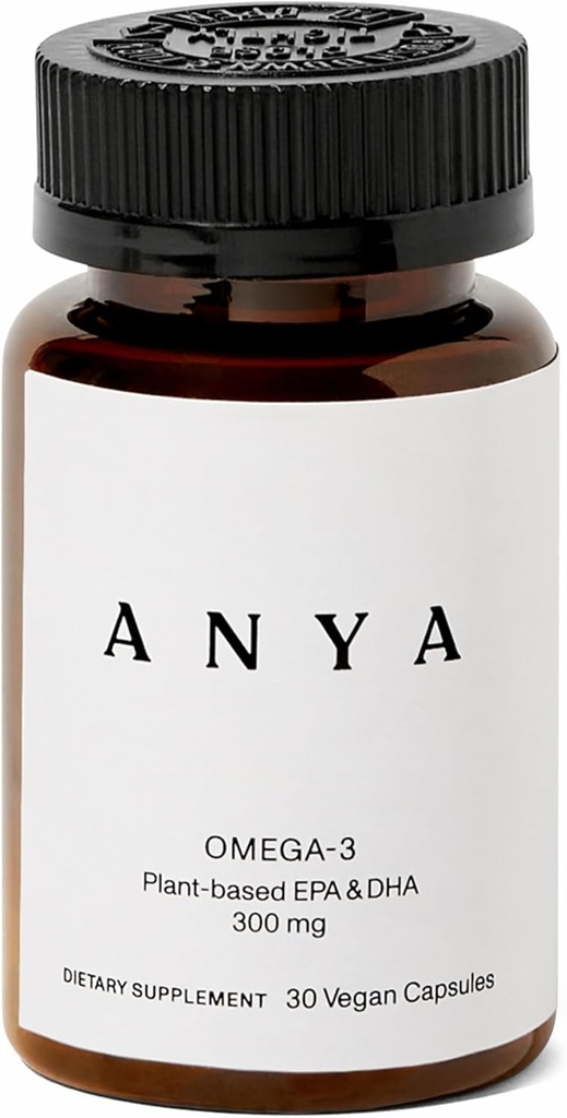 ANYA Omega 3 with 300mg DHA and EPA, Clean Ingredients, Non-GMO, 100% Vegan, Gluten, Soy, and Dairy Free. Supplement for Women, Prenatal Postnatal Vitamin for Breastfeeding and Lactation Support