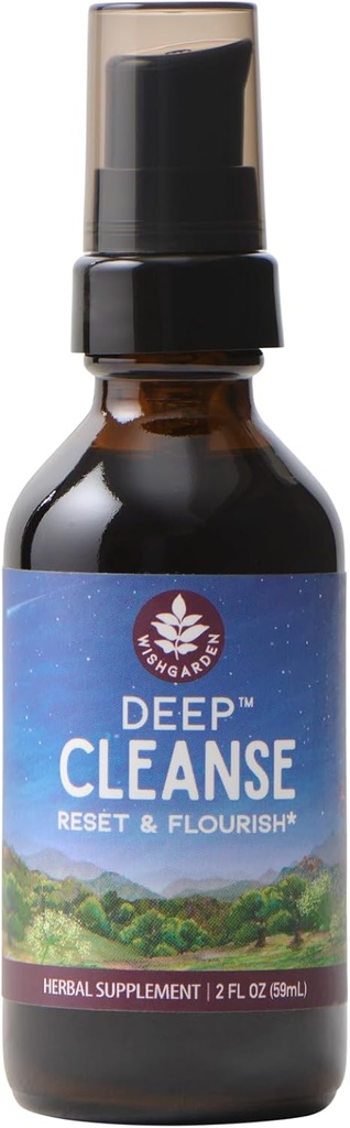 WishGarden Herbs Deep Cleanse - Plant- baseret urteoprydning supplement med økologisk mælk tidsel frø & Burdock Root fremmer orgel oprydning, understøtter lever, Nyre, Lymph & Cellular Health, 2oz