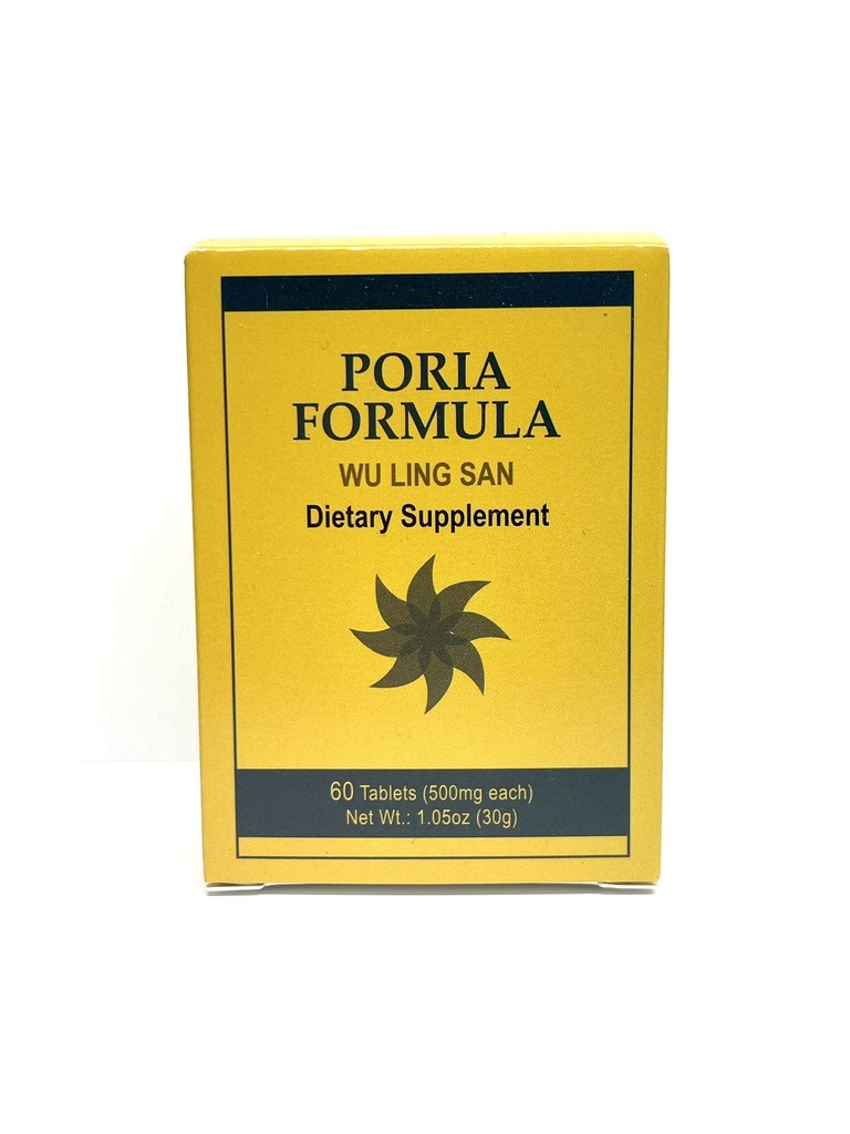 Poria Formel - Wu Ling San Herbal supplement hjælper med at fremme det urinsystem og styrker milten 60 tabletter 500mg / hver Made in USA