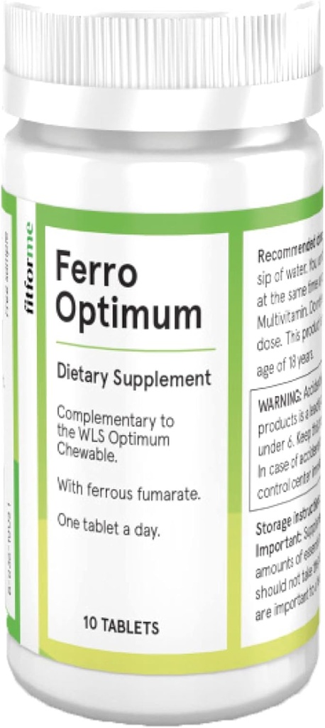 FitForMe Bariatric Multivitaminer jerntilskud Efter Gastric Sleeve - En en dag Ferro Optimum Tablet - 10 dages levering af Ferrojern (Iron Booster til Optimum Chewable)