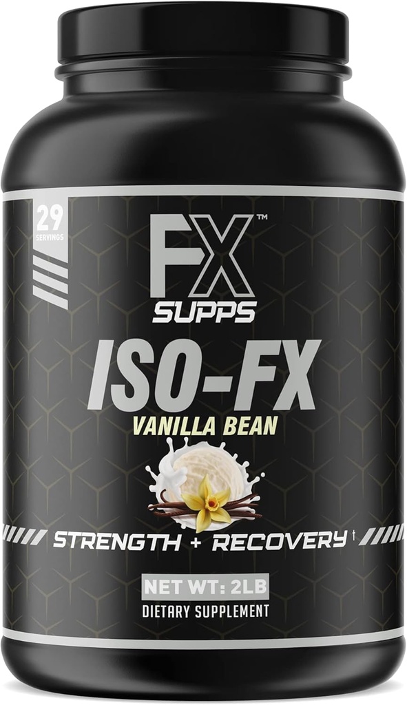 FX SUPPS ISO- FX 100% Isolere Whey Protein Powder (Vanilla) Ideel indlæg workout Inddrivelse Supplement med Complex BCAA & EAA Blend for mænd og kvinder, understøtter muskel opsving og vækst, 2.0 Pound