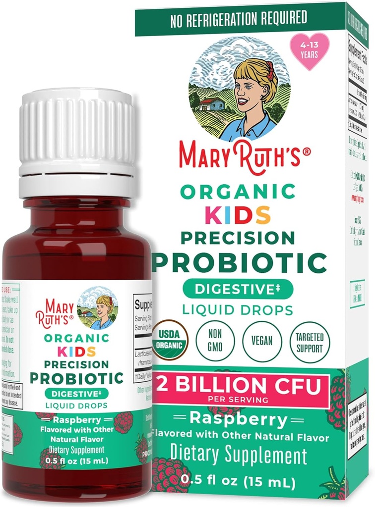 MaryRuth Organics USDA Organical Liquid Kids Probiotiske Drops • 124; fordøjelsessygdomme • 124; Gut Health • 124; Kids immunforsvar • 124; Samlet sundhed og wellness • 124; Ikke GMO • 124; Vegan • 124; 30 Tjenester