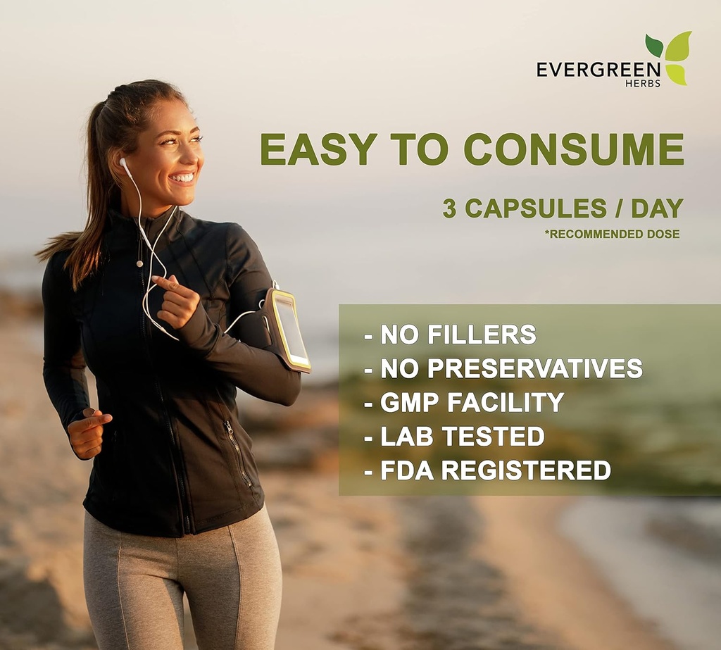 Evergreen Herbs Supplement Herbal Capsules 90 Count (Senna Leaf) - Tamper Proof Seal to Ensure Freshness.