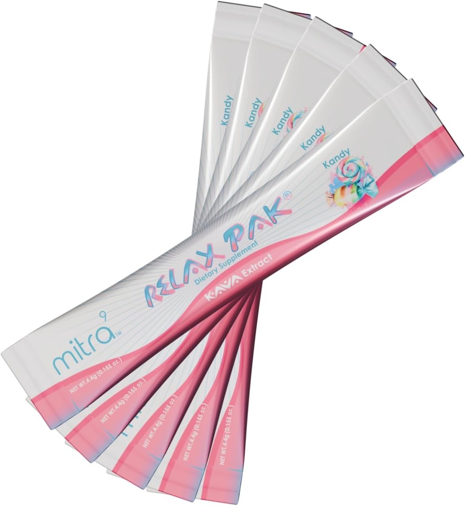 Mitra9 Kava Powder relaxPak - Kandy Kava Extract Powder Packets - 124; Mood Enhancer - 124; Plant baseret på 124; fremmer naturlig ro & Klarhed - 124; Easy Open Single- Serving Stick (5)