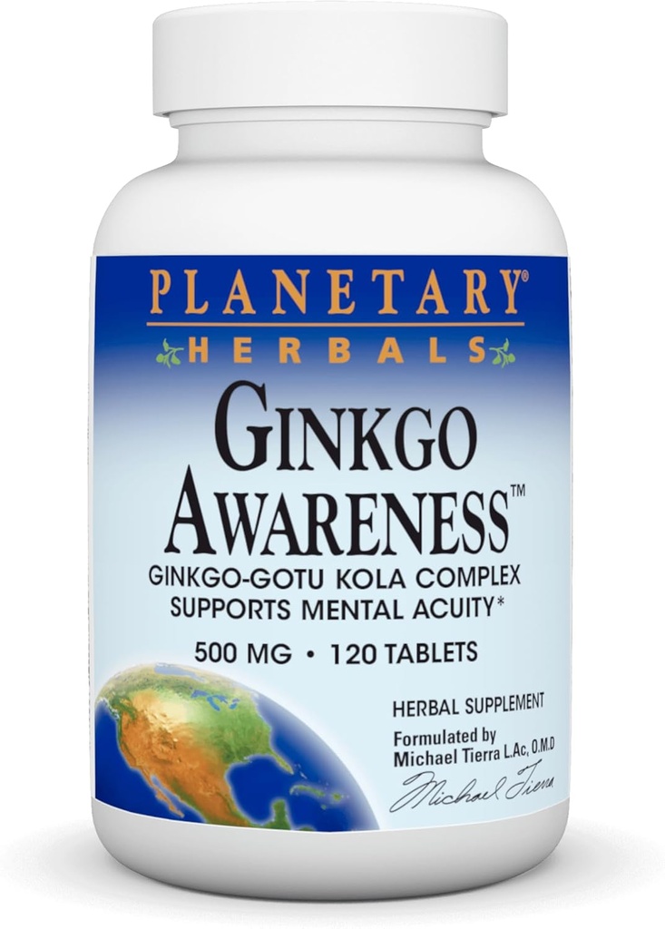 Planetariske Herbals Ginkgo Awareness Tablets, 120 Count