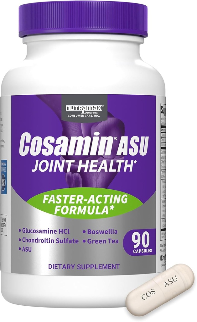 Cosamin Nutramax Laboratories ASU Fælles sundhedstillæg med Glucosamin, Chondroitin & ASU for mænds og kvinders fælles sundhed, 90 kapsler