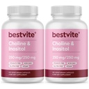 BESTVITE Cholin Inositol 500mg (240 vegetariske kapsler) (120 x 2) - Ingen stearater - Ingen Dicalcium Phosphat - Ingen Fillers - Vegan - Ikke GMO - Gluten Free