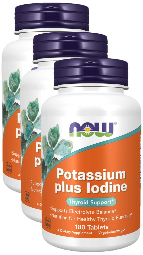 Now Foods Kalium Plus Jod, 180 tabletter (pakke med 3)