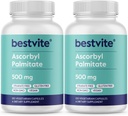 BESTVITE Ascorbylpalmitat 500mg (240 Vegetariske kapsler) (2- Pack) - Ingen Stearates - Ingen Fillers - Ingen Flow Agents