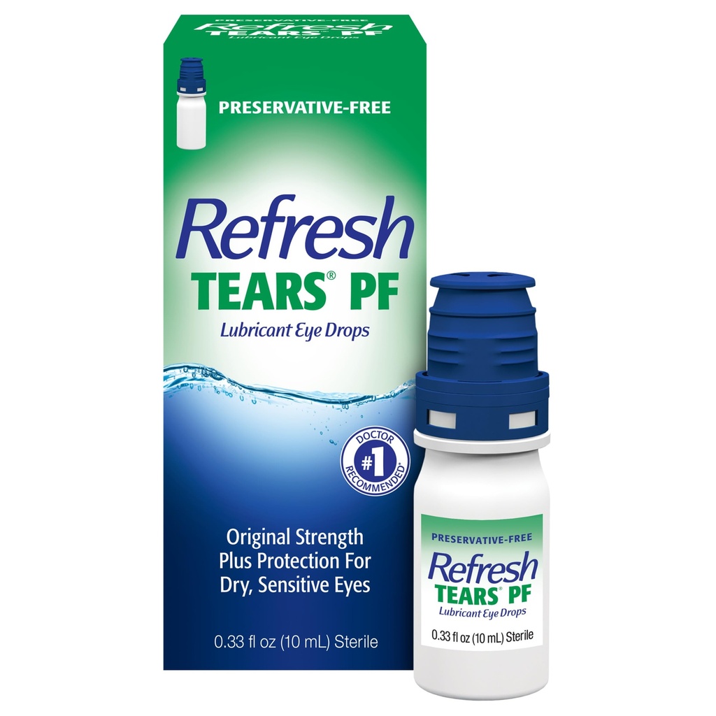 Genopfrisk tåre PF Preservative- Gratis kunstige tåre Smøremiddel øjendråber, 0,33 fl oz (10 ml)