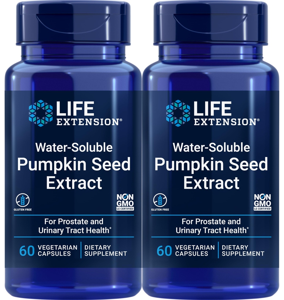 Life Extension Water- Opløselige Pumpkin Seed Extract, 60 Vegetariske Kapsler (pakke med 2)