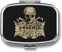 Metal 2 Segment Pill Organizer Travel Friendly Portable Compact Pill Box Cute Pill Case at holde vitaminer / Fish Oil / Kosttilskud / Meds / Tablet til purse / Pocket (Arsenic Poison)