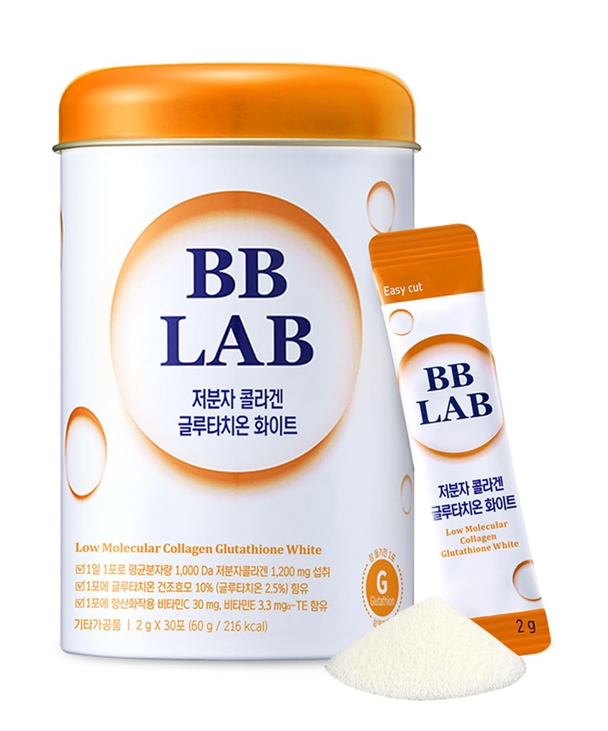 BB LAB Collagen Glutathione Hvid, Lav Molekylær Koreansk Stick Supplement, Fish Peptider, C-vitamin, E-vitamin, Glutathion, Hurtig abosorption, Orange Flavor