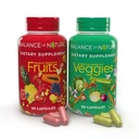 Naturens balance Frugt og grøntsager Kosttilskud - Hel Frugt og Vegetabilske Ingredienser til kvinder, mænd og børn - 90 Frugtkapsler, 90 Veggie Kapsler - 1 sæt