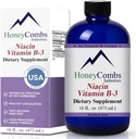 HoneyCombs Vitamin B3 Niacin Supplement Liquid Drops - High Potency Vitamin B3 Liquid Drops til mænd og kvinder - vedligeholde fordøjelsessystemet, hud, tunge, energi og mere - Vegan Niacin Drop (16 Fl oz)