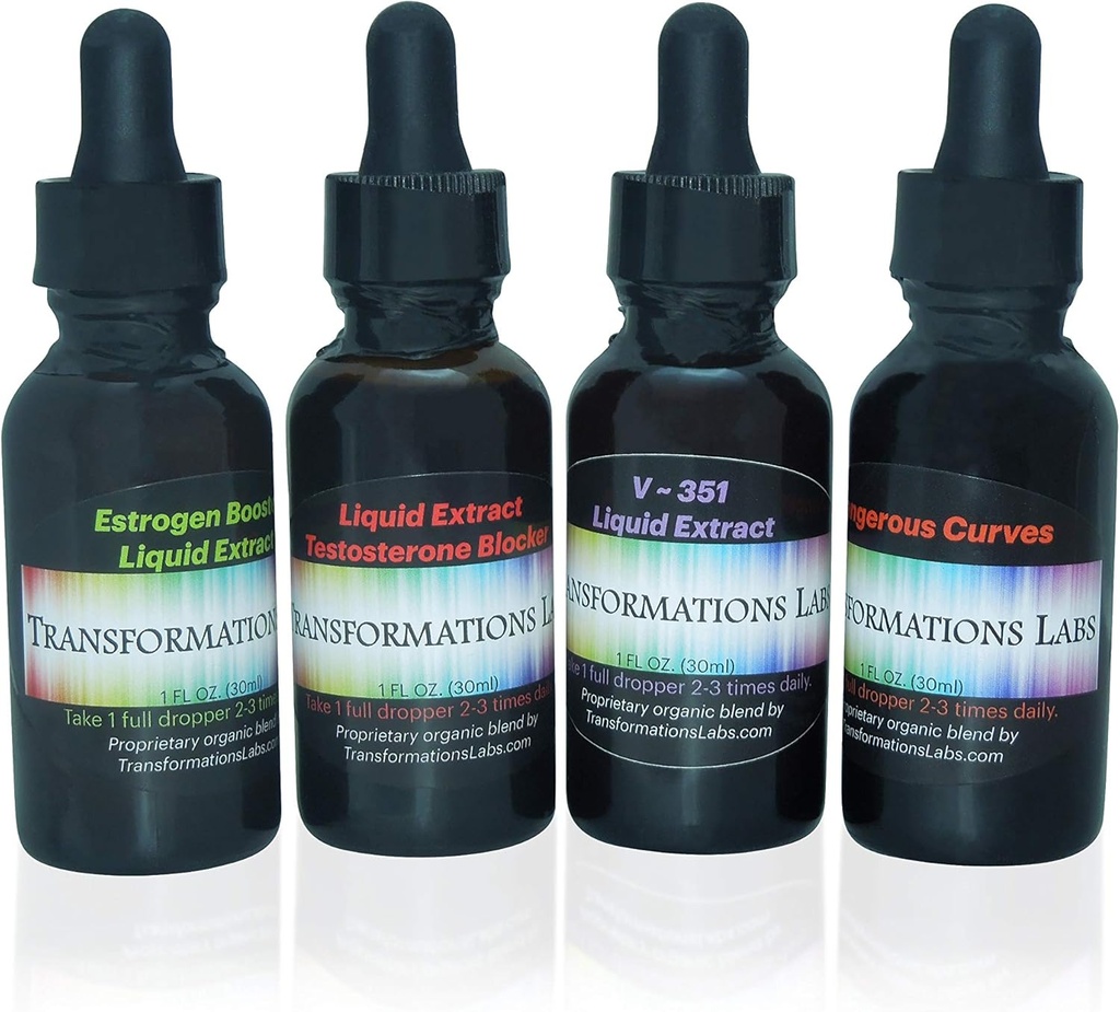 MTF E- Booster, T- Blocker, V ~ 351 Advanced Feminizer & Dangerous Curves Synergist, MTF Liquid Extracts 4 Pack Transitioning Transseksuelle Kit!!