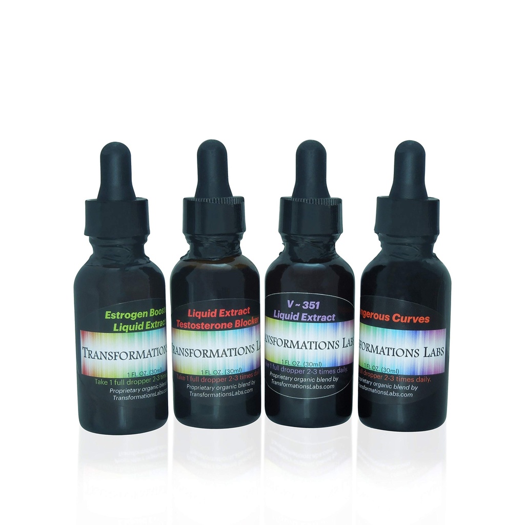 MTF E- Booster, T- Blocker, V ~ 351 Advanced Feminizer & Dangerous Curves Synergist, MTF Liquid Extracts 4 Pack Transitioning Transseksuelle Kit!!